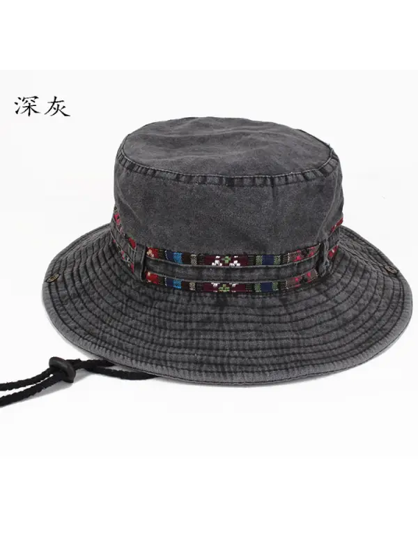 Spring And Summer Men's Big Edge Fisherman Hat Solid Color Casual Cotton Travel Hat Outdoor Mountaineering Hat Sun Hat Men - Aptkoi.com 