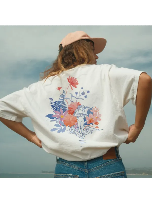 Floral Artwork Graphic T-Shirt - Aptkoi.com 
