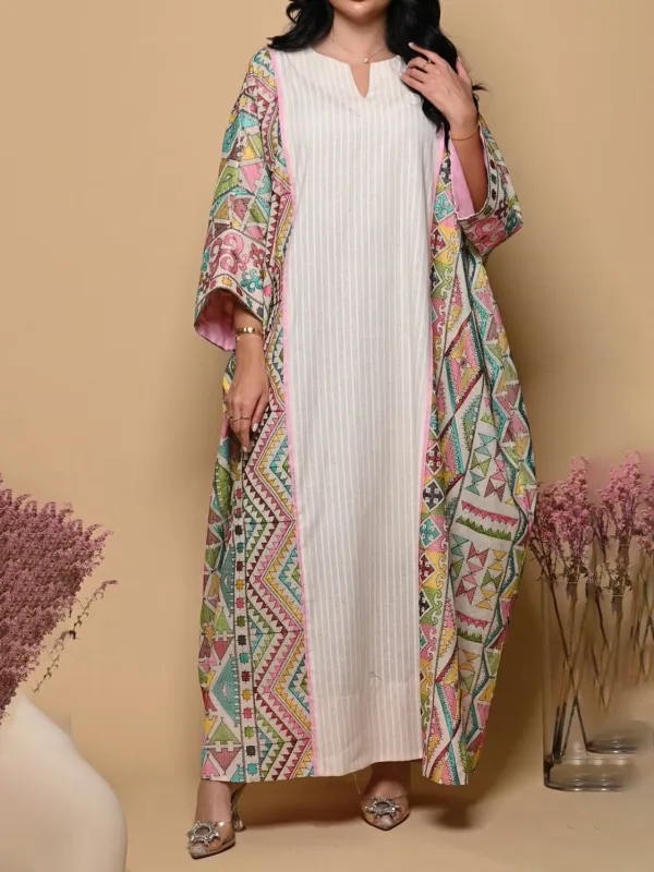 Stylish Contrast Floral Print Robe Dress - Aptkoi.com 