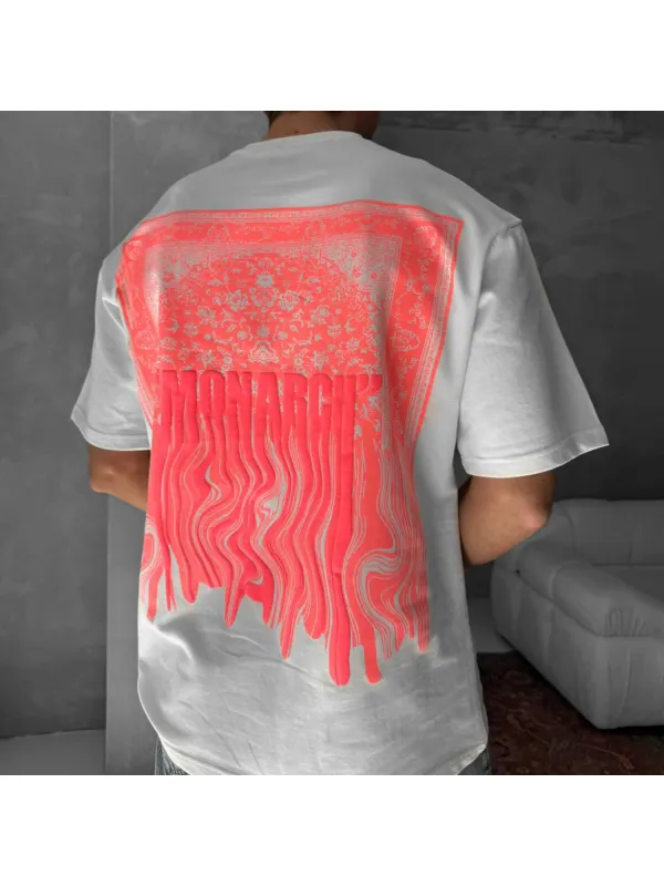 Ethnic Print Oversized Short-sleeved T-shirt - Aptkoi.com 