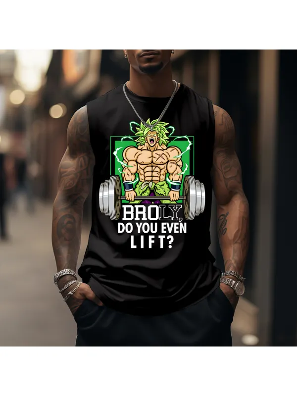 Men's Casual Anime Printed Gym Tank Top - Aptkoi.com 