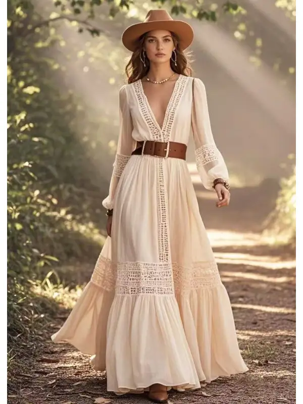 Bohemian Lace Maxi Dress - Aptkoi.com 