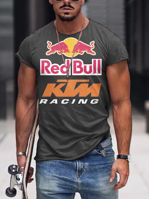 Mens Crew Neck Motorcycle Style Short Sleeve Tops T-shirts - Aptkoi.com 
