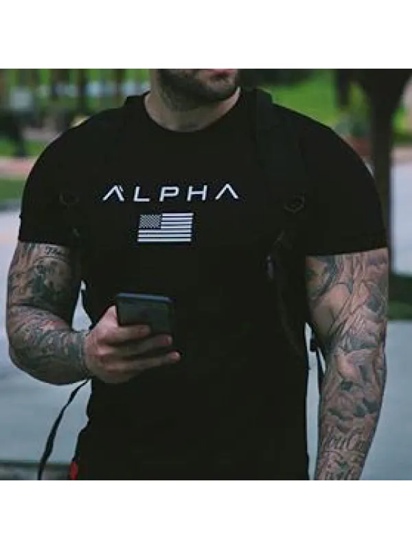 ALPHA FLAG ATHLETI-FIT T-shirt-black - Aptkoi.com 