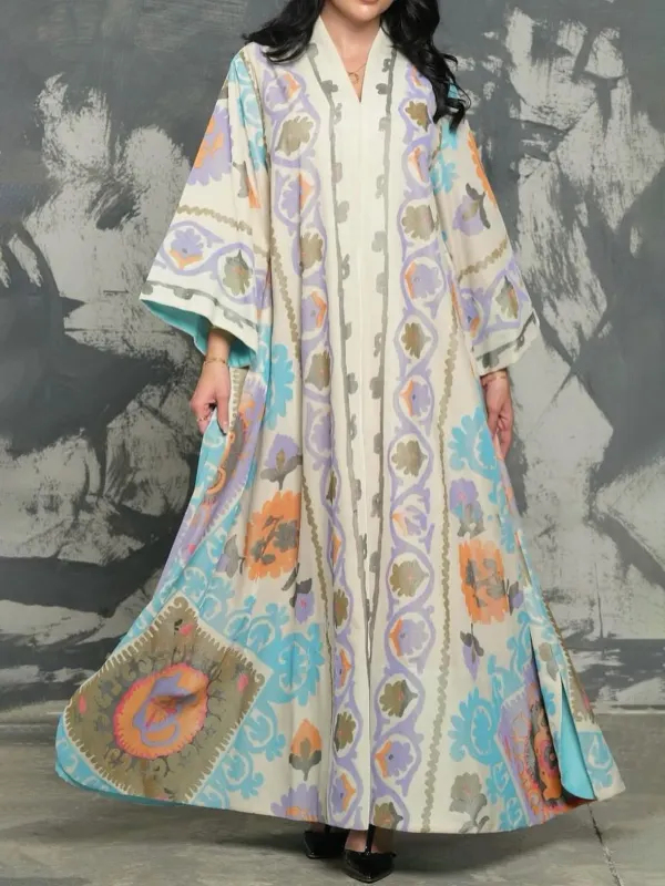 Stylish Printed Robe Dress - Aptkoi.com 