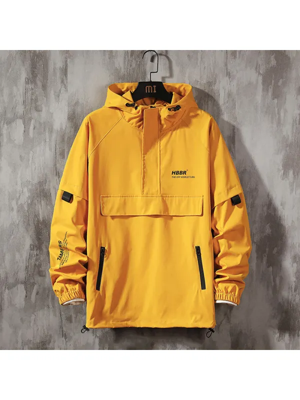 Casual Pullover Half-zipper Hooded Jacket - Aptkoi.com 
