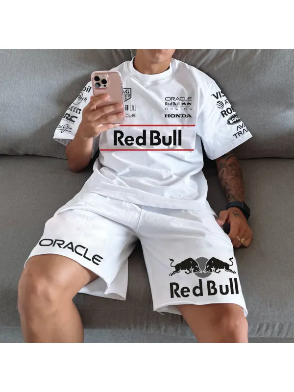 Racing Print Short Sleeve Two-Piece Suit - Aptkoi.com 