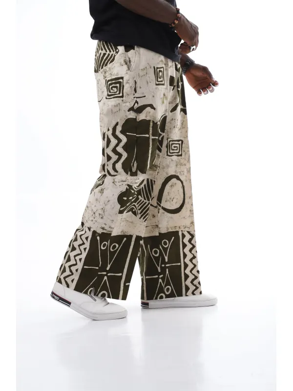 Heritage Adire Wide-Leg Trousers - Aptkoi.com 