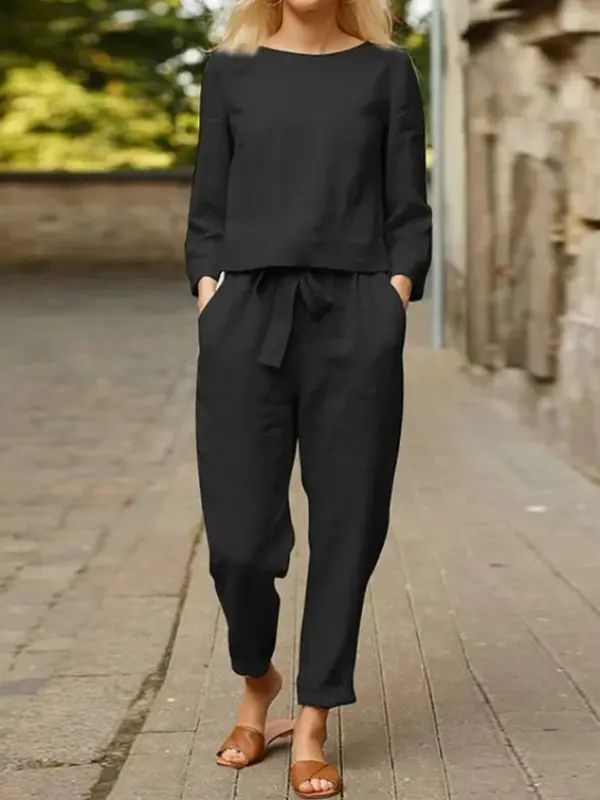 Women's Cotton And Linen Stylish Linen Jumpsuit With Adjustable Waist For Casual Elegance - Aptkoi.com 