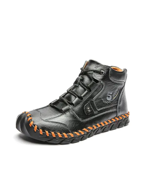 Men's Retro Soft Handmade Mid-cut Tooling Boots Outdoor Shoes - Aptkoi.com 