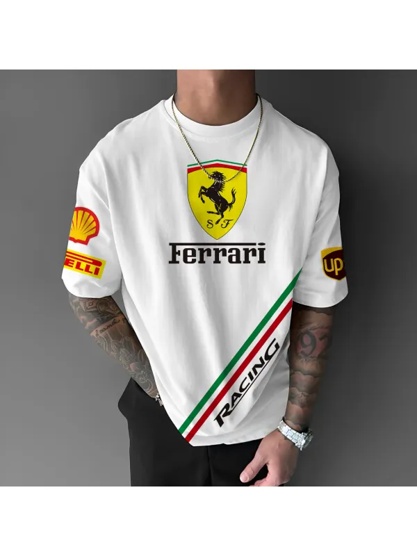 Unisex Racing Printed Casual Loose Short Sleeve T-Shirt - Aptkoi.com 