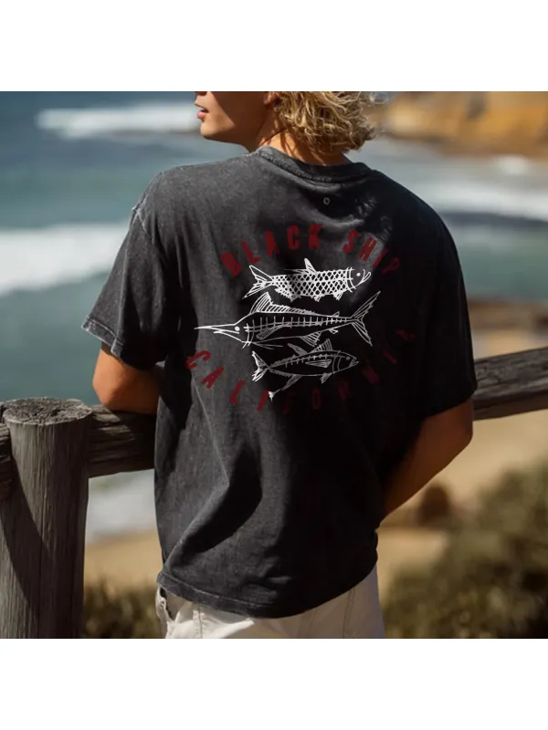 Coastal Fish Graphic T-Shirt For Men - Perfect For Summer Outdoors - Aptkoi.com 
