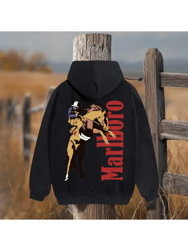 Cowboy Graphic Print Hoodie - Aptkoi.com 
