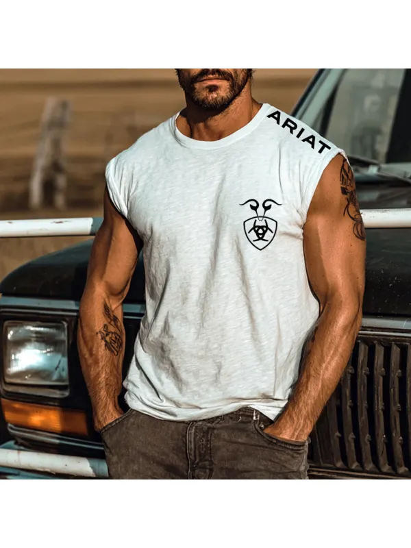 Men's Casual Outdoor Comfortable Breathable Printed Loose Vest Top - Aptkoi.com 
