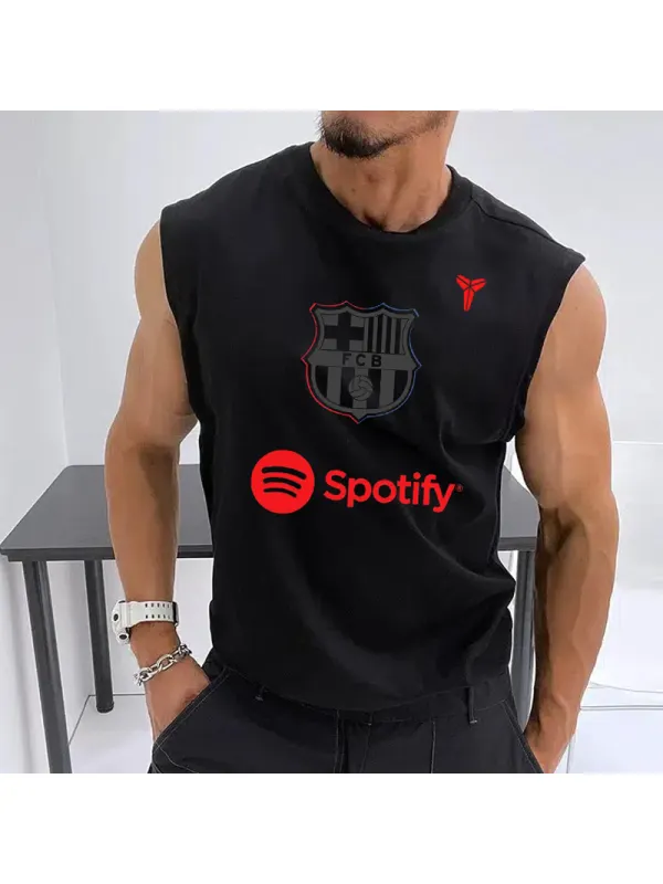 Men's Football Team Logo Print Jersey Casual Fitness Sleeveless Vest - Aptkoi.com 