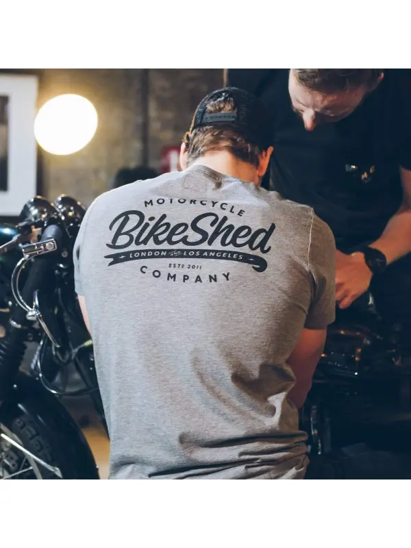1960s Fashion Retro Printed Motorcycle Short-sleeved T-shirt - Aptkoi.com 