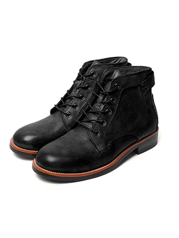 Men's Lace-up Retro Tooling Motorcycle Boots - Aptkoi.com 
