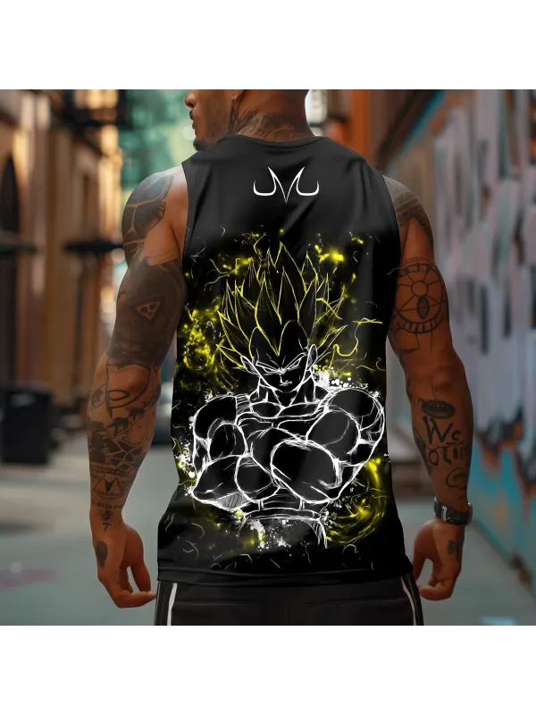 Men's Sports And Fitness Anime Logo Print Casual Vest - Aptkoi.com 