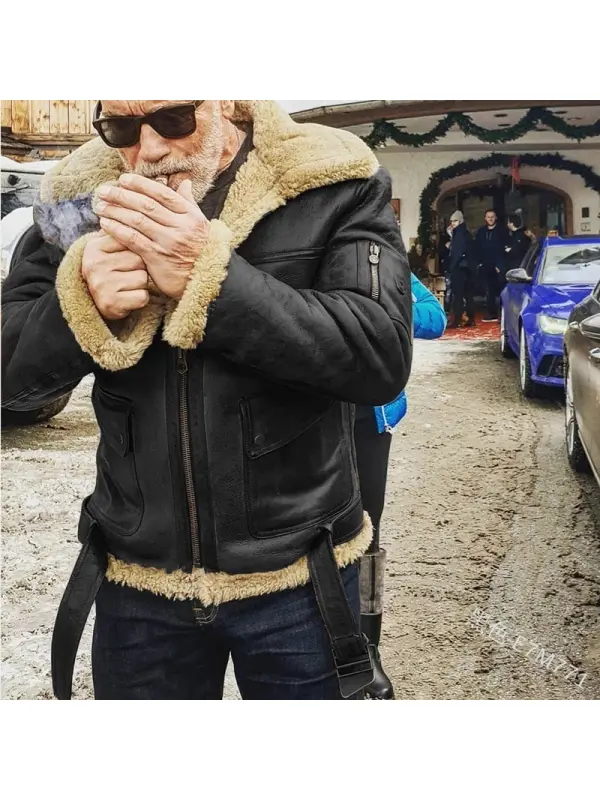 Men's Winter Fleece Warm Windproof Zipper Motorcycle Faux Leather Jacket - Aptkoi.com 