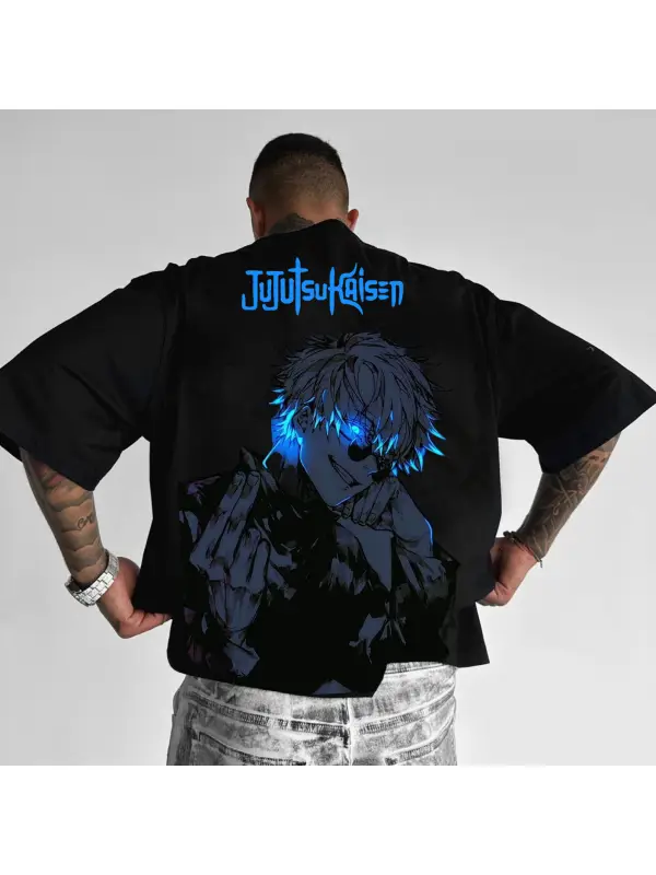 Unisex Battle Curse Anime Logo Print Oversized T-Shirt - Aptkoi.com 