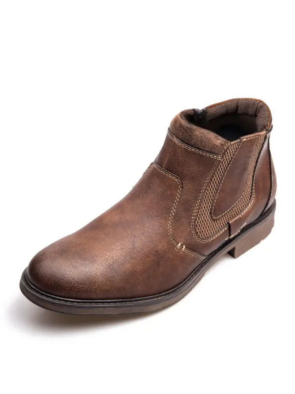 Men's Side Zipper Vintage Chelsea Boots - Aptkoi.com 