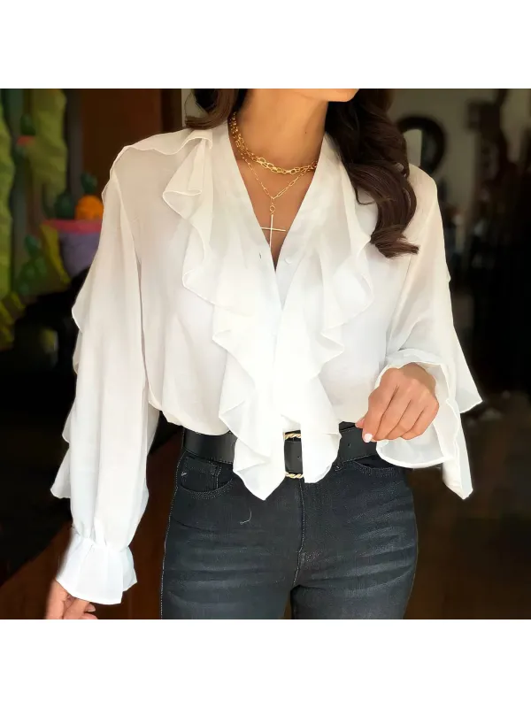 Fashion All-match Ruffle Blouse - Aptkoi.com 