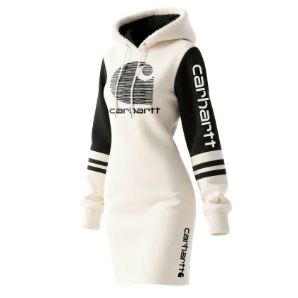 Carhartt Vintage Women's Color Block Hooded Long Sweatshirt Dress