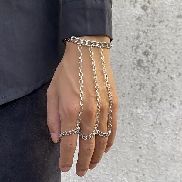 Men's Chain Detail Mittens Ring - Mobivivi.com 