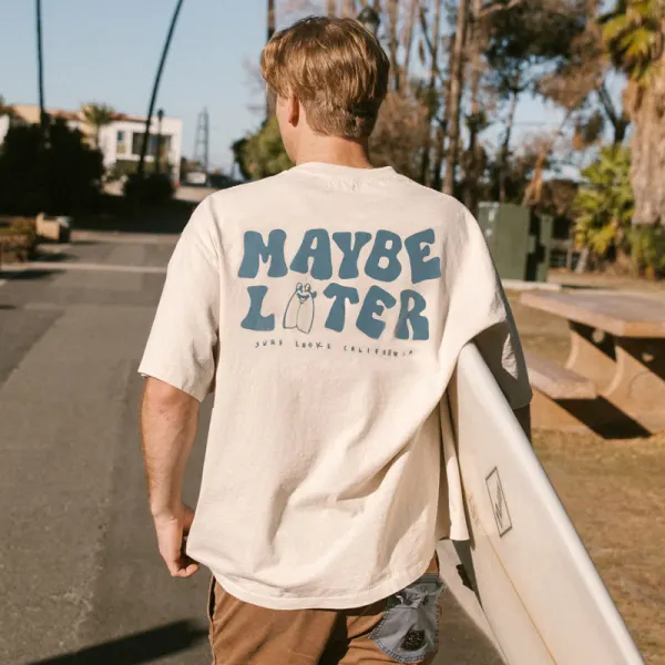 MAYBE LATER Summer Surf Retro Camiseta Informal - Faciway.com 
