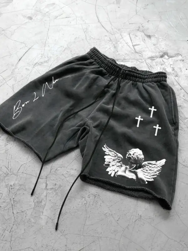 Men's Angel Print Shorts - Sunshinenice.com 