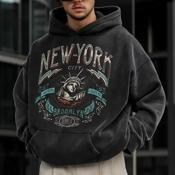 Oversized Casual Vintage 'NEW YORK' Men's Sweatshirt - Keymimi.com 