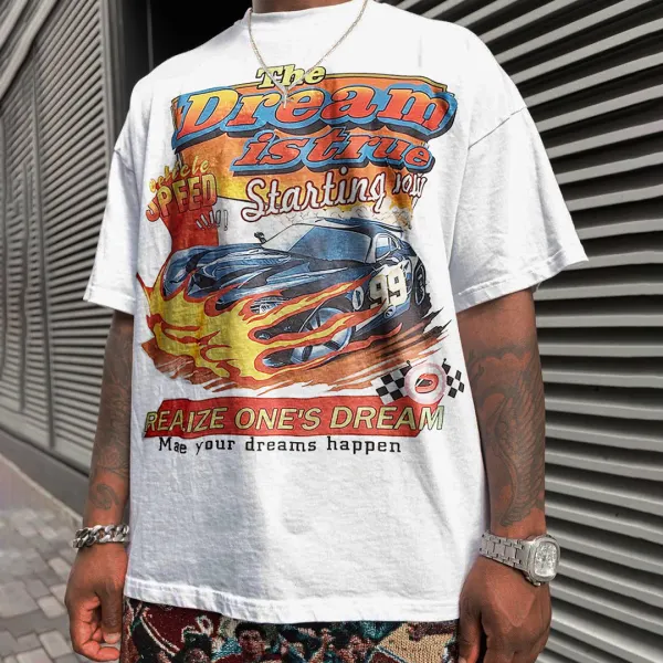 Retro Oversized Men's Motorsports T-shirt - Faciway.com 