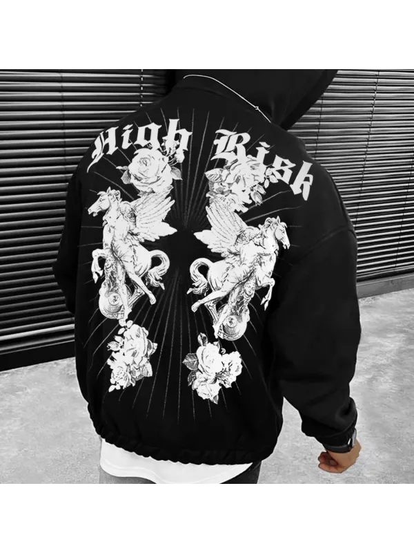 Men's Fashion Oversized Casual Print Sweatshirt Hoodie - Anrider.com 