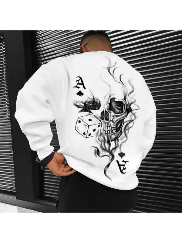 Men's Ace Of Spades Print Casual Oversized Sweatshirt - Anrider.com 