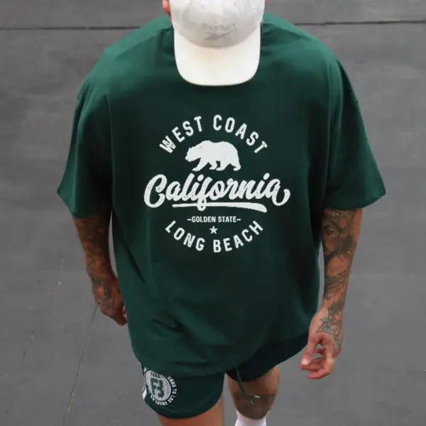 California Print Short Sleeve T-Shirt - Keymimi.com 