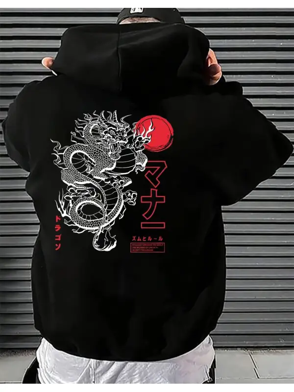 Mythical Dragon Print Hoodie - Aptkoi.com 