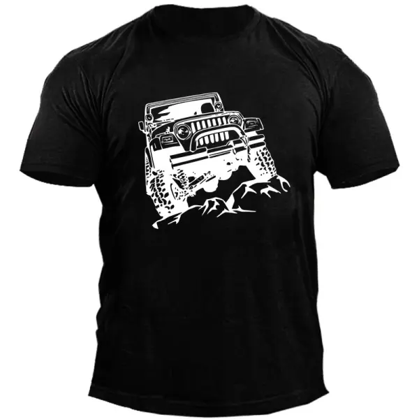 Men's Jeep Road Travel Cotton Printed T-shirt - Kalesafe.com 