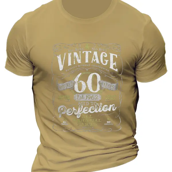 Vintage 60th Birthday Aged To Perfection Men's Cotton Printed T-shirt Only $25.89 - Wayrates.com 