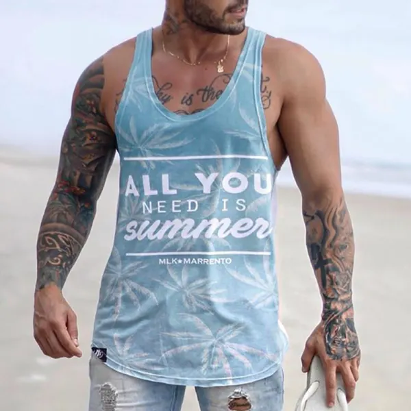 Men's Casual Sports Beach Sleeveless Printed Vest TT218 - Menilyshop.com 