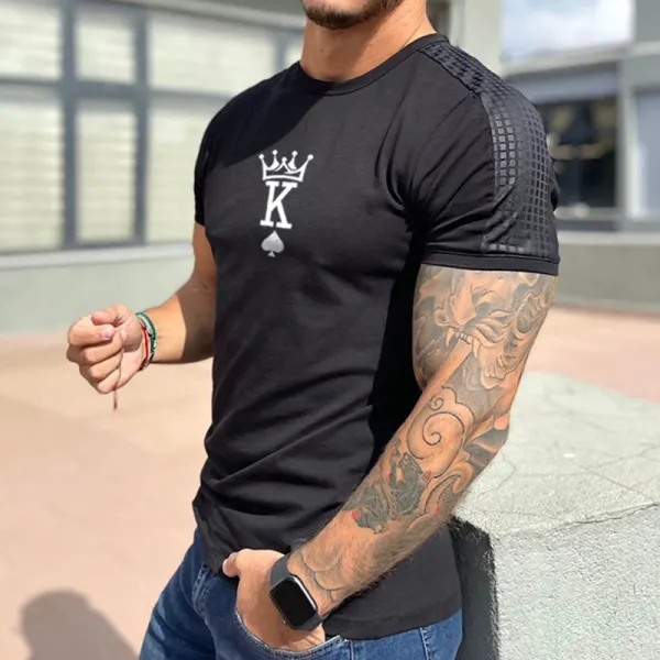 Men's Fashion Collage King Printed Casual Short Sleeve T-Shirt - Villagenice.com 