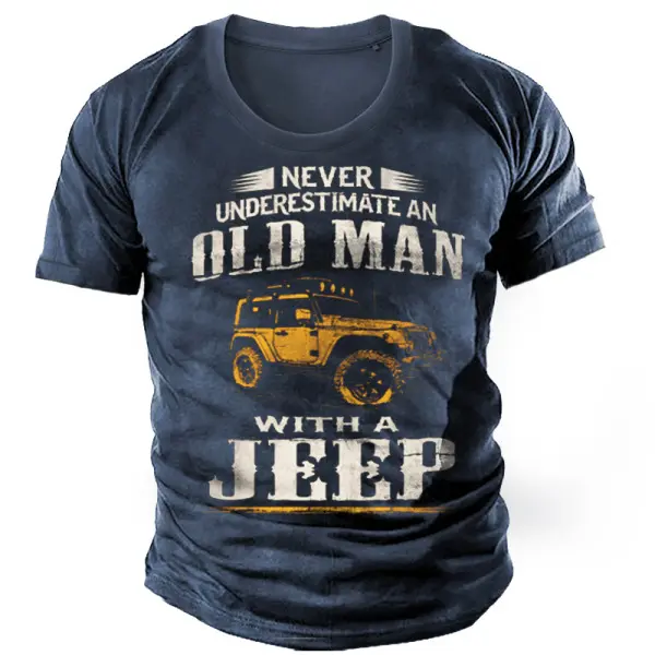 Old Man's Jeep Men's Vintage Print Cotton Tee - Cotosen.com