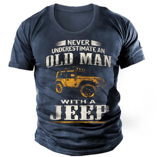 Old Man's Jeep Men's Vintage Print Cotton Tee - Elementnice.com 