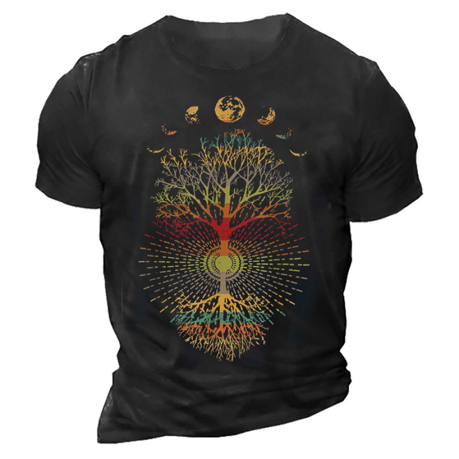 

Phases Of The Moon Retro 60's 70's Vibe Tree Of Life T-Shirt