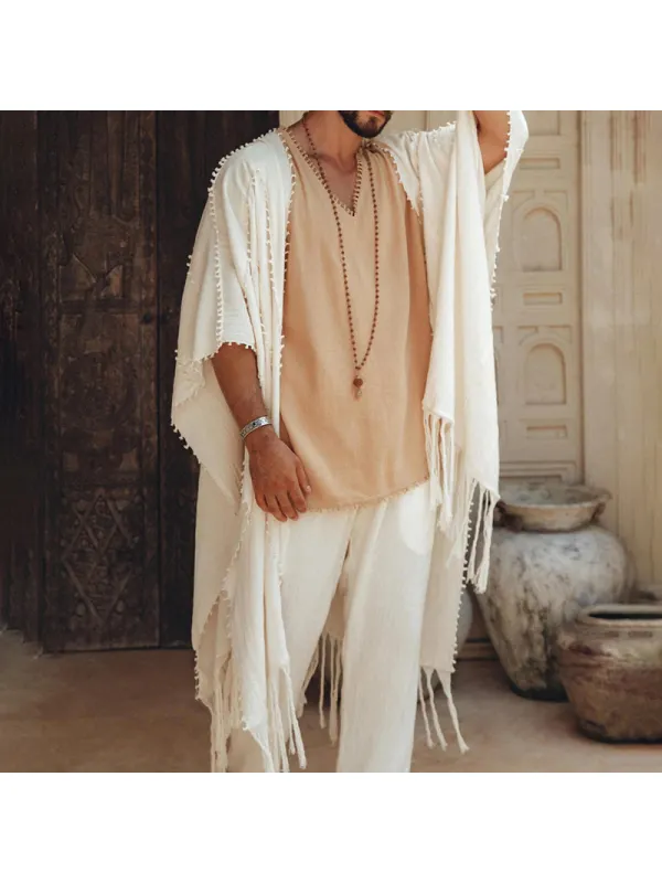 Men's Tulum Linen Fringe Cardigan - Localziv.com 