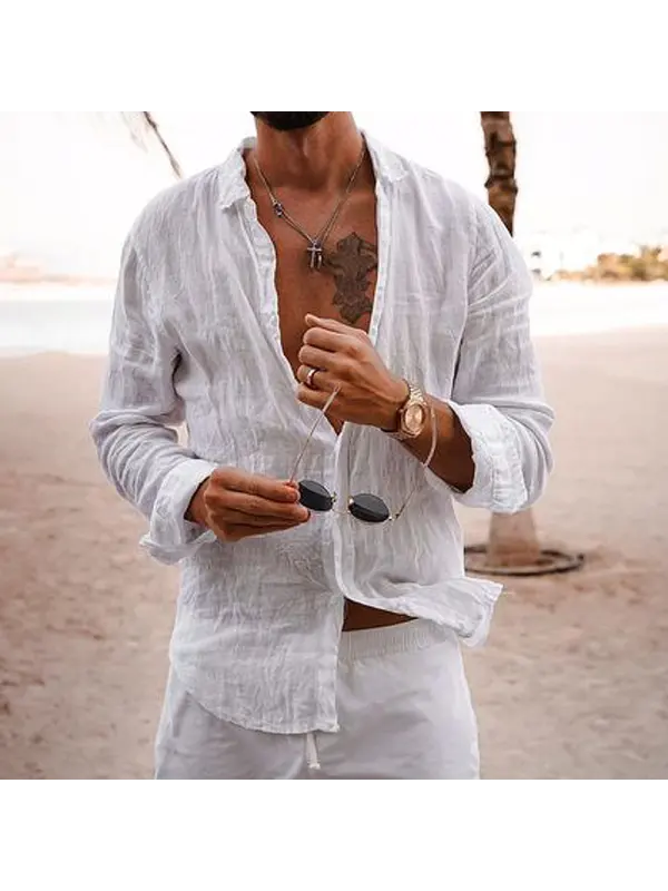 Vacation Regular Fitted Linen Shirt - Shopyiyistories.com 