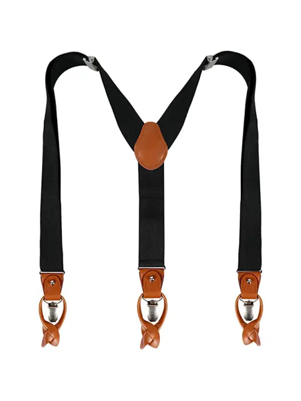 Men's Retro Casual Adjustable Stretch Solid Color Suspenders - Aptkoi.com 