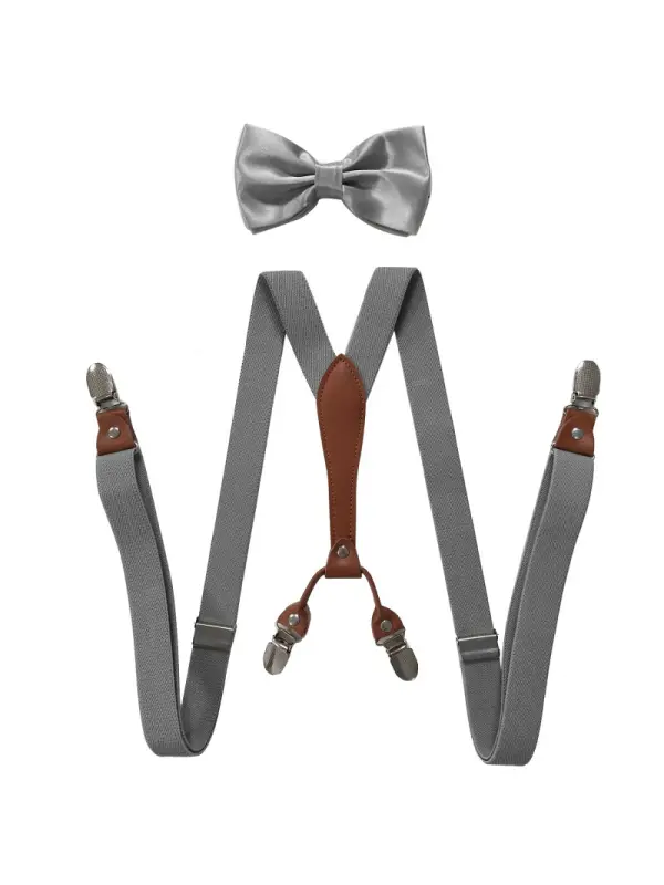 Suspenders Bow Set Y-Back Clip 1920s Roaring 20s Elastic Wide Suspenders - Shopyiyistories.com 
