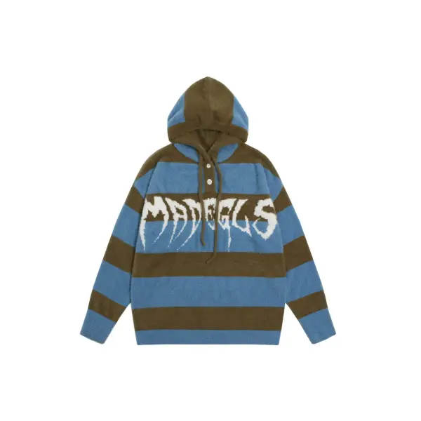 Thesupermade Jacquard-knit Hooded Sweater - Mushope.com 
