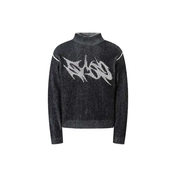 Thesupermade High Street Letter Jacquard Double-sided Sweater - Mushope.com 