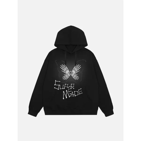 Thesupermade Skull Stitching Letters Creative Design Printed Sweatshirt - Mushope.com 